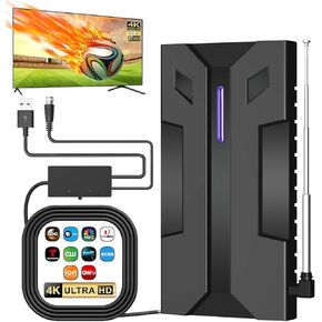 TV Antenna 4K Optional Channels HDTV Antenna Indoor/Outdoor Full HD / 1080P Video Antenna Digital Antenna for Smart HDTV 360° Receive Super Long Distance 1000 Miles