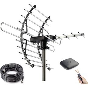 CeKay Digital HD TV Antenna, Outdoor/Attic Antenna, 360 Degree Rotation Wireless Remote, 200 Miles Range, 4K 1080P VHF UHF