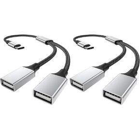 USB C to Dual USB Female Adapter Type C to Dual USB Splitter USB c to Double USB 2.0 Adapter Double USB 2.0 OTG Splitter Cord Converter for MacBook Pro, Google Pixel, Galaxy S9 / S8 / Note 8