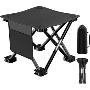 Camping Stool. Load Capacity 550 lbs Upgraded 13 Inch Portable Folding Stool.Lightweight Stool Ideal for Adult Fishing Outdoor Walking Beach Picnics (Black)