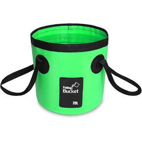 BANCHELLE Collapsible Bucket Water Container Portable Folding Camp Wash Basin for Outdoor Traveling Hiking Fishing Car Washing Gardening Camping (Green, 20L)