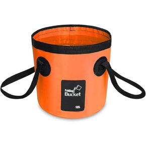 BANCHELLE Collapsible Bucket Water Container Portable Folding Camp Wash Basin for Outdoor Traveling Hiking Fishing Car Washing Gardening Camping (Orange, 12L)