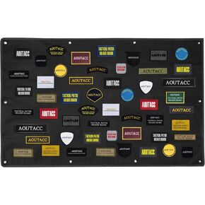 AOUTACC Tactical Patch Display Panel, 42.5 inch x 27.5 inch Hook & Loop Morale Patch Panel,Tactical Military Patch Holder Board for Military Army Uniform Hook and Loop Badges-Black