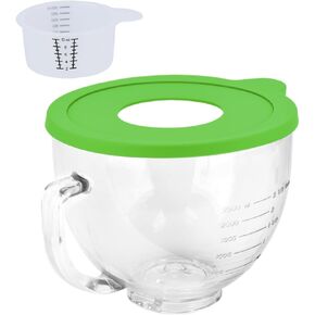 Glass Bowl Compatible With KITCHENAID Stand Mixer,5QT,With Red Lid Compatible with Artisan 5KSM125, 5KSM150, 5KSM175, 5KSM7580, KSM150, RRK150 and More Models for Simple Attachment