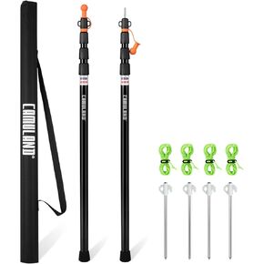 Tent Poles for Tarp, CAMULAND Telescoping Camping Gear Accessories Stakes for Hammock Rain Fly Sun Shade Adjustable Lightweight Aluminum Set of 34.5" - 110.2" Hiking, Awning/Outdoor with Carry Bag