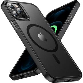 Magnetic for iPhone 12 Case/iPhone 12 Pro Case, [Military Grade Drop Tested] [Compatible with MagSafe] Shockproof Translucent Hard Back Soft Slim Protective Case for iPhone 12/12 Pro, Black