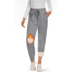 CAMPSNAIL Fleece Lined Sweatpants Women - Joggers for Women with Pockets High Waisted Thermal Winter Warm Pants for Snow