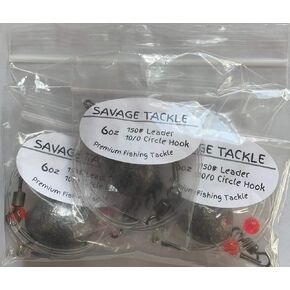 Premium Saltwater Bottom Rigs w/X2 Circle Hooks- Multi Packs- EggWeights-150# Leader