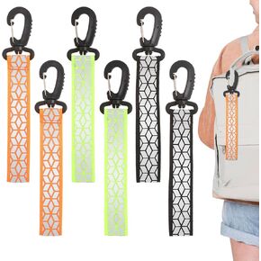 6 Pcs Reflective Straps, Reflective Backpack Tags Glow in the Dark Keychain Safety Keychain Reflective Backpack Pendants Reflective Gear for Clothes Dog Collar Cycling Walking Running
