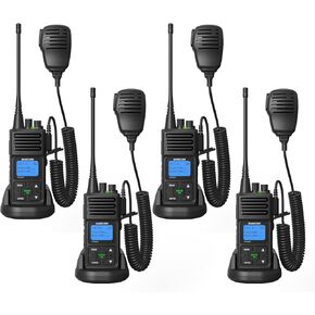SAMCOM Two Way Radio with Shoulder Speaker Mic,5W High Power 2 Way Radios Long Range,Walkie Talkie earpiece with mic for Adults Construction Site School Security(4 Pack)