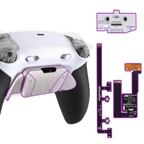 eXtremeRate RISE4 Plus MAX RMB Back Paddles Kit with Clicky Trigger Stops & Rubberized Grip for PS5 Controller BDM-030 040 050, Remappable Real Metal Back Buttons Kit for PS5 Controller – White Black
