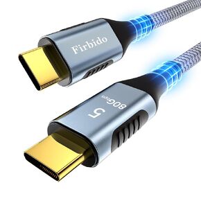 1FT for Thunderbolt 5 Cable, High Speed 80Gbps, 120Gbps Bandwidth, PD 240W, 16K@60Hz, 8K@60Hz, 4K@540Hz, USB C Video Display Cable for Thunderbolt 4 / 3, iPhone 16 / 15, Razer Blade, ACASIS SSD, USB4