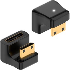 Duttek 180 Degree Mini HDMI Adapter, 8K@60Hz Video, 4K@144Hz, 48Gbps, Up Angle Mini HDMI Male to Female Adapter for Camera, Camcorder (2 Pack) in Saudi Arabia