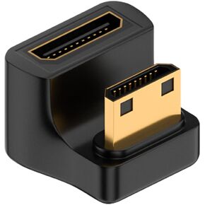 Duttek 180 Degree Mini HDMI Adapter 8K, U Shape Up Angle Mini HDMI Male to Mini HDMI Female Adapter Support 8K@60Hz Video4K@144Hz for Camera, Camcorder (2 Pack)