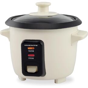 OVENTE Electric Rice Cooker with Food Steamer Basket, Automatic Keep Warm Function, Makes up to 10 cups Cooked (5 cups Uncooked) White, RCS01W
