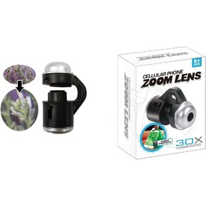 30X Zoom Bright LED Stereo Microscope Magnifier Clip-On Cell Phone Mobile Phone Camera Lens Compatible with Apple iPhone Samsung iPad
