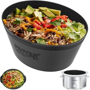 4QT Oval Silicone Slow Cooker Liner Compatible With Crock Pot & Hamilton Beach Crockpot Liners, Reusable, Dishwasher Safe Suitable For Most 4 Quart Crockpot Divider Insert Accessories.