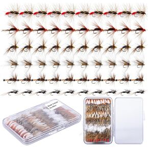 Fly Fishing Flies Kit,Dry Flies Wet Flies Streamers Nymphs for Fly Fishing, Trout Flies Fly Lures with Fly Box,Fly Fishing Assortment Kit for Bass Trout Steelhead Salmon, Fishing Gifts for Men