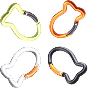 4PCS Fish Bone Shape Keychain Clips Mini Carabiner - 3 inch Aluminum Durable Quick Release Auto Locking Spring Loaded for Home Rv Camping Fishing Hiking Traveling and Sports Outdoors