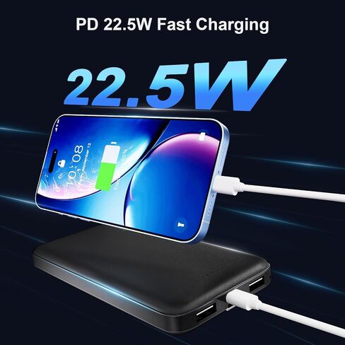 شاحن محمول Miady 2-Pack، بنك طاقة سريع الشحن بقدرة 22.5 وات 10000 مللي أمبير في الساعة مع USB مزدوج، USB C داخلي وخارجي حزمة بطارية نحيفة خفيفة الوزن متوافقة مع iPhone 16/15/14، Galaxy S24/22، iPad، Android، الأجهزة اللوحية in Saudi Arabia