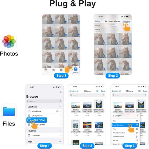 SD Card Reader for iPhone,Lightning to MicroSD/SD USB 3 Ports Memory Card Reader fo iPhone iPad/MacBook Pro/Air/Laptop/Galaxy USB SD Card Reader No App Required in Saudi Arabia