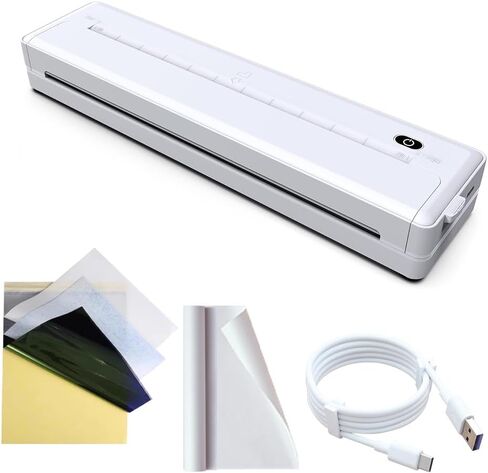 طابعة لاسلكية محمولة للسفر، دعم طابعة بلوتوث الحرارية، طابعة محمولة صغيرة بدون حبر متوافقة مع iOS وAndroid والكمبيوتر المحمول، للمكتب والمنزل والاستخدام المدرسي (أسود) in Kuwait