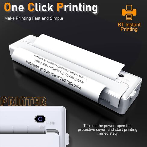 Portable Wireless Printer for Travel, Thermal Bluetooth Printer Support, Small Inkless Mobile Printer Compatible with iOS, Android & Laptop,for Office,Home,School Use (Black) in Saudi Arabia