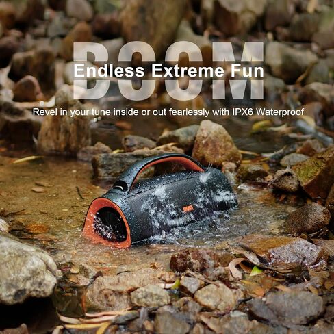 DOSS Extreme Boom Pro Bluetooth Speaker with 100W Stereo Sound, Rich Bass, IPX6 Waterproof, 20H Playtime, Power Bank, Mixed Color Light, Portable Speaker for Outdoor, Camping, Beach-Orange in Kuwait