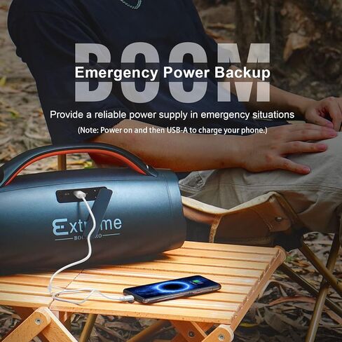 DOSS Extreme Boom Pro Bluetooth Speaker with 100W Stereo Sound, Rich Bass, IPX6 Waterproof, 20H Playtime, Power Bank, Mixed Color Light, Portable Speaker for Outdoor, Camping, Beach-Orange in Kuwait