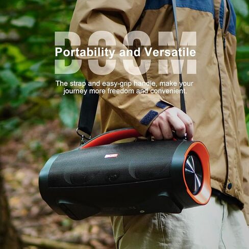 DOSS Extreme Boom Pro Bluetooth Speaker with 100W Stereo Sound, Rich Bass, IPX6 Waterproof, 20H Playtime, Power Bank, Mixed Color Light, Portable Speaker for Outdoor, Camping, Beach-Orange in Kuwait
