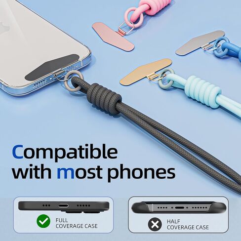 SURDOCA Phone Tether Tab رفيع، قطعتان من شريط الهاتف شديد التحمل، رقعة معدنية مثلثة للهاتف العالمي، اللون: أسود وذهبي in Saudi Arabia