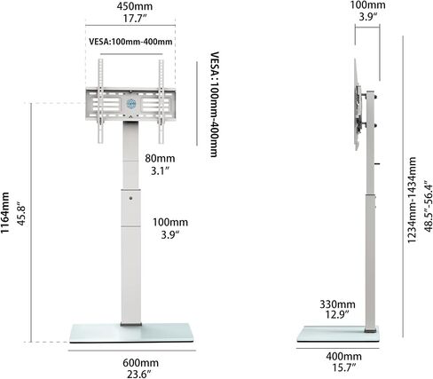 FITUEYES Universal Floor TV Stand Swivel Mount Height Adjustable for 27 32 55 65 70 inch Flat and Curved Screen TVs, Tempered Glass Base Black TV Stands with Cable Management Modern (White) in Saudi Arabia