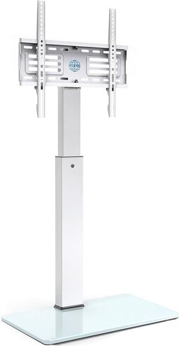 FITUEYES Universal Floor TV Stand Swivel Mount Height Adjustable for 27 32 55 65 70 inch Flat and Curved Screen TVs, Tempered Glass Base Black TV Stands with Cable Management Modern (White) in Saudi Arabia