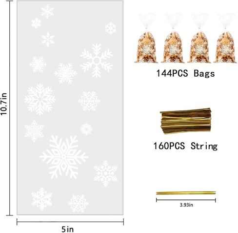 120 قطعة من أكياس حلوى السيلوفان لعيد الميلاد من REJODA، أكياس هدايا تشيلو شفافة لعيد الميلاد وأكياس الحلوى مع أربطة ملتوية لمستلزمات حفلات عيد الميلاد in Kuwait