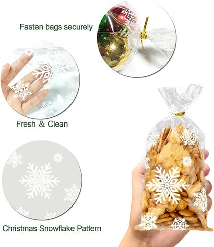 120 قطعة من أكياس حلوى السيلوفان لعيد الميلاد من REJODA، أكياس هدايا تشيلو شفافة لعيد الميلاد وأكياس الحلوى مع أربطة ملتوية لمستلزمات حفلات عيد الميلاد in Kuwait