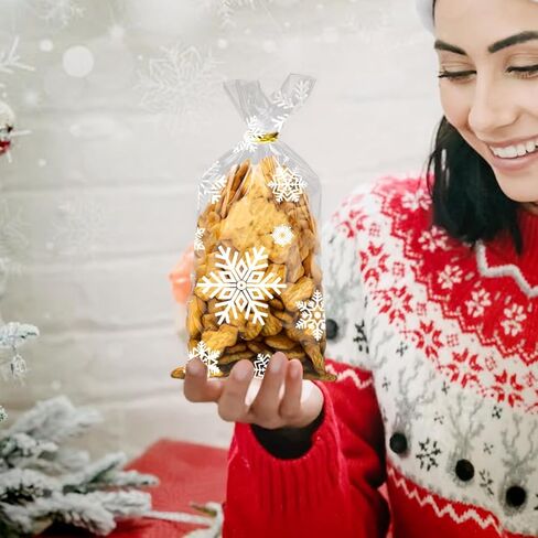 120 قطعة من أكياس حلوى السيلوفان لعيد الميلاد من REJODA، أكياس هدايا تشيلو شفافة لعيد الميلاد وأكياس الحلوى مع أربطة ملتوية لمستلزمات حفلات عيد الميلاد in Kuwait