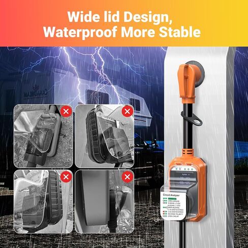 EyGde RV Surge Protector 50 Amp Waterproof - Smart 50 Amp Surge Protectors for RV with Real Time KWH, Voltage Monitor Surge Protector for Camper Travel Trailer(Orange, 50A) in Kuwait
