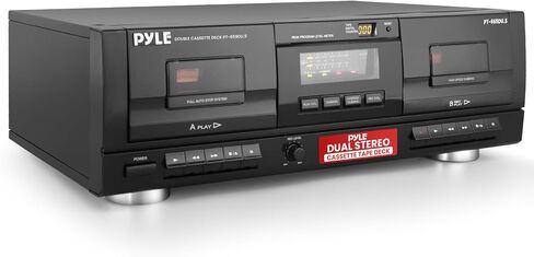 Pyle Home Digital Tuner Dual Cassette Deck | Media Player | Music Recording Device with RCA Cables | Switchable Rack Mounting Hardware | CrO2 Tape Selector | Included 3 Digit Tape Counter - 110V/220V in Saudi Arabia