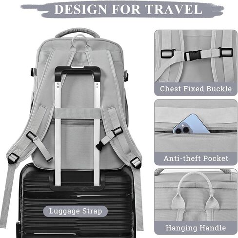 Travel Backpack for Women, 40L Travel Bag Personal Item Size, Waterproof Carry On Backpack with Packing Cubes for College, Business, Hiking, Work in Saudi Arabia