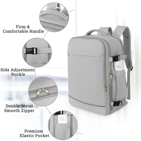 Travel Backpack for Women, 40L Travel Bag Personal Item Size, Waterproof Carry On Backpack with Packing Cubes for College, Business, Hiking, Work in Saudi Arabia