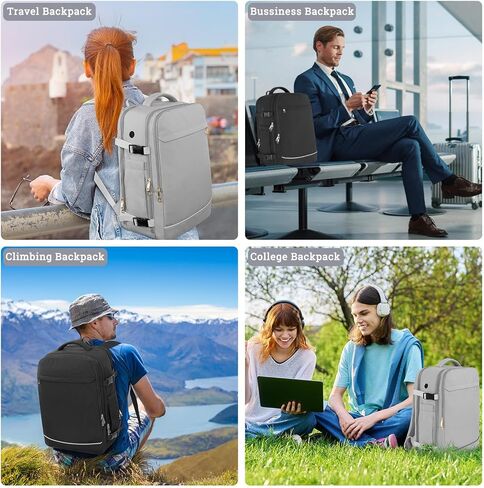 Travel Backpack for Women, 40L Travel Bag Personal Item Size, Waterproof Carry On Backpack with Packing Cubes for College, Business, Hiking, Work in Saudi Arabia