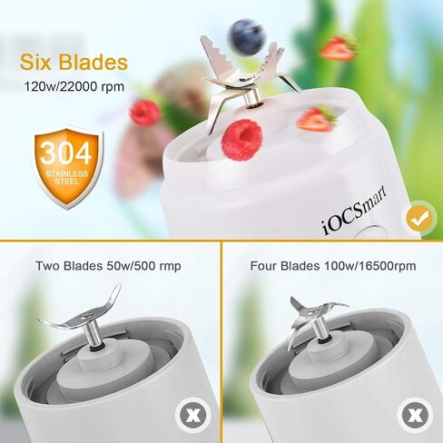 Portable Blender on the go, Mini Blender for Shakes and Smoothies, Personal Blender USB Rechargeable with 2 Juice Cup (Black) in Saudi Arabia