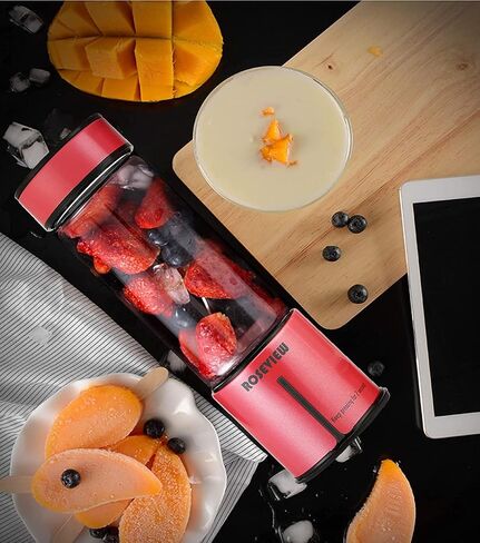 Portable Smoothie blender ROSEVIEW Glass bottle USB rechargeable mini Handheld Ice Shakes Cup 2 blend juicer Cordless Personal smoothies maker Fruit blast mixer in Saudi Arabia