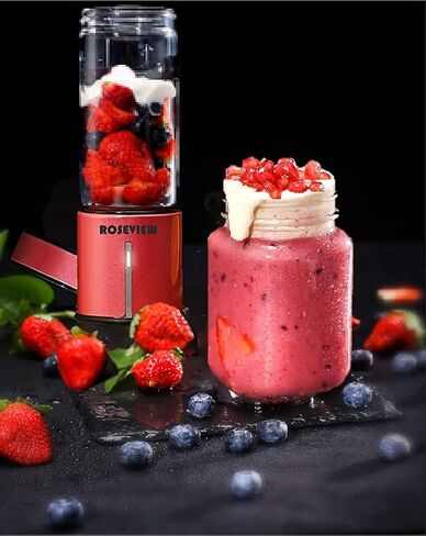 Portable Smoothie blender ROSEVIEW Glass bottle USB rechargeable mini Handheld Ice Shakes Cup 2 blend juicer Cordless Personal smoothies maker Fruit blast mixer in Saudi Arabia