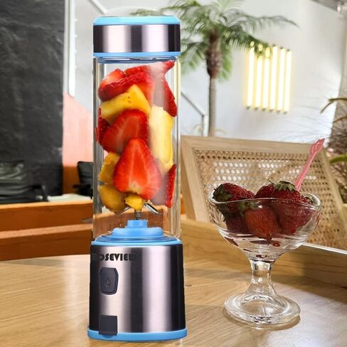 Portable Smoothie blender ROSEVIEW Glass bottle USB rechargeable mini Handheld Ice Shakes Cup 2 blend juicer Cordless Personal smoothies maker Fruit blast mixer in Saudi Arabia