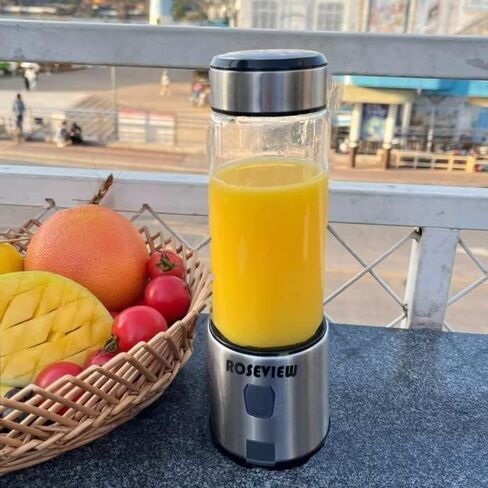 Portable Smoothie blender ROSEVIEW Glass bottle USB rechargeable mini Handheld Ice Shakes Cup 2 blend juicer Cordless Personal smoothies maker Fruit blast mixer in Saudi Arabia