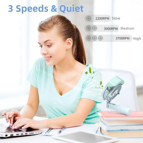 HandFan Personal Misting Fan, 55ml Large Water Tank, Poratable Handheld Rechargeable Mister Fan, Battery Operated Mist Fan, 180°Foldable, 3 Speeds, for Travel, Beach, Outdoors(Green) in Kuwait