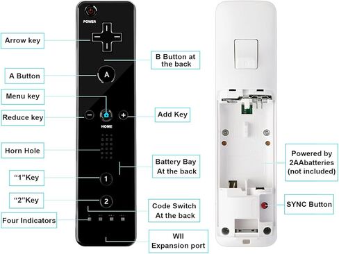 حزمة من 4 وحدات تحكم XiQiDianr Wii، وحدة تحكم عن بعد Wii، متوافقة مع Nintendo Wii/Wii U، مع حافظة من السيليكون وحزام المعصم (أسود + أبيض + أزرق داكن + أحمر) in Kuwait
