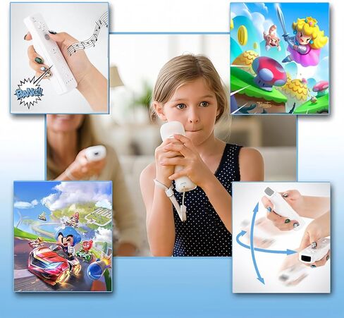 حزمة من 4 وحدات تحكم XiQiDianr Wii، وحدة تحكم عن بعد Wii، متوافقة مع Nintendo Wii/Wii U، مع حافظة من السيليكون وحزام المعصم (أسود + أبيض + أزرق داكن + أحمر) in Kuwait