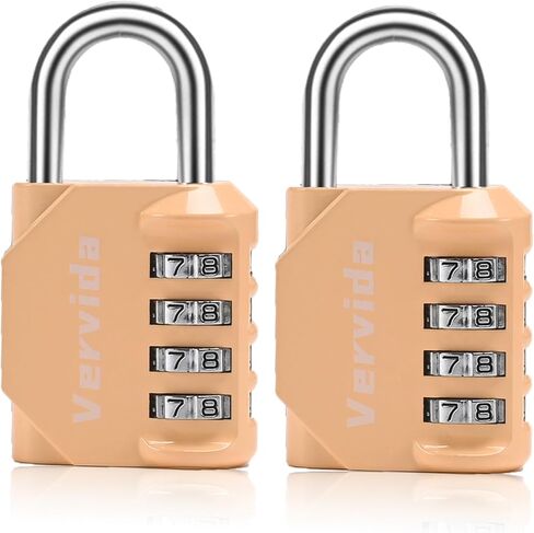 Vervida® 2 حزمة قفل مجمع قابل لإعادة الضبط للتخزين باللون الأسود 4 أرقام في الهواء الطلق قفل كومبو مقاوم للماء لخزانة صالة الألعاب الرياضية المدرسية، خزانة رياضية، سياج، صندوق أدوات، بوابة، تخزين بمشبك in Kuwait